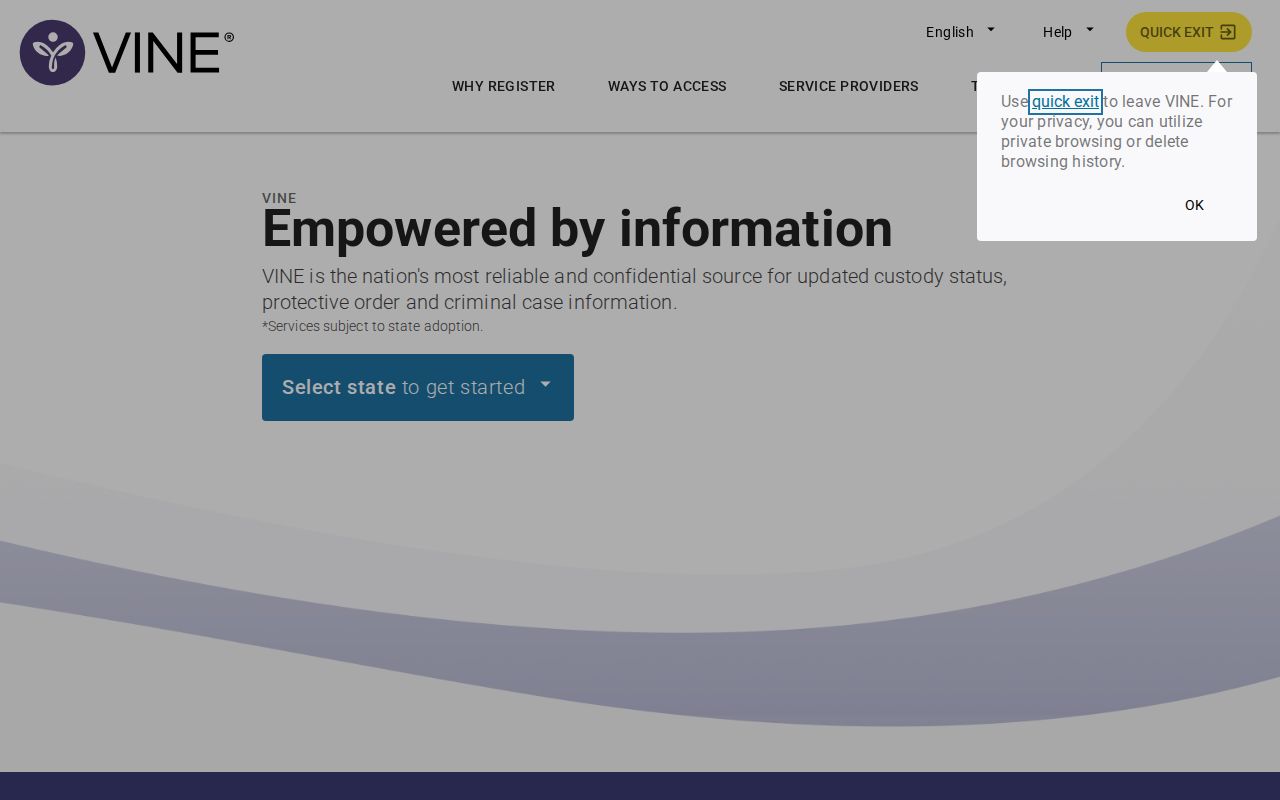 Augusta County VINE inmate check and release notification screen