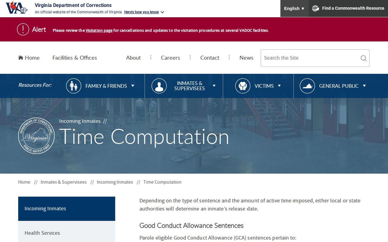 VADOC source for who computes Augusta County release dates